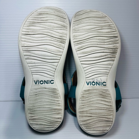 Vionic Terra Women's Teal Leather Sandals Size 7.5 - Picture 12 of 13